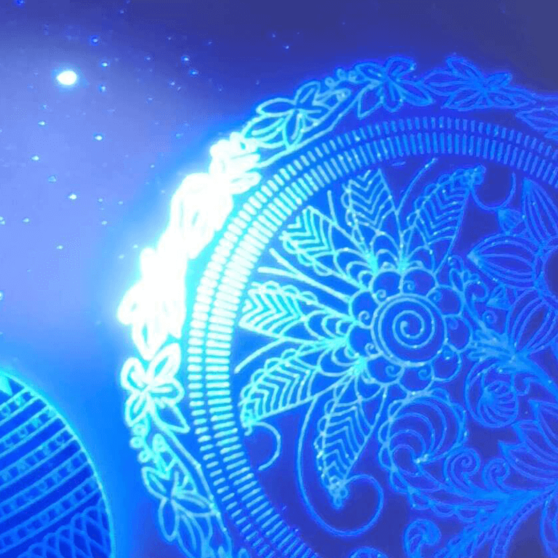 UV ink showing a hidden pattern as a visual security feature for event badge credentials