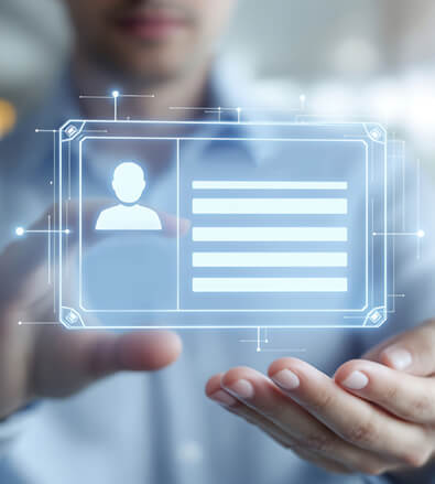 Hands holding a secure ID card concept