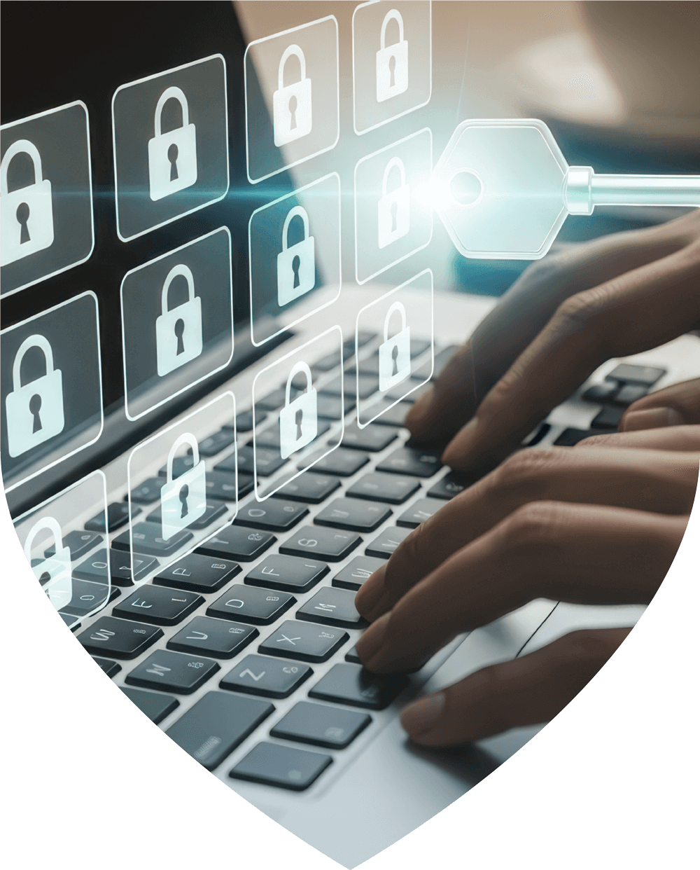 Security icons with laptop