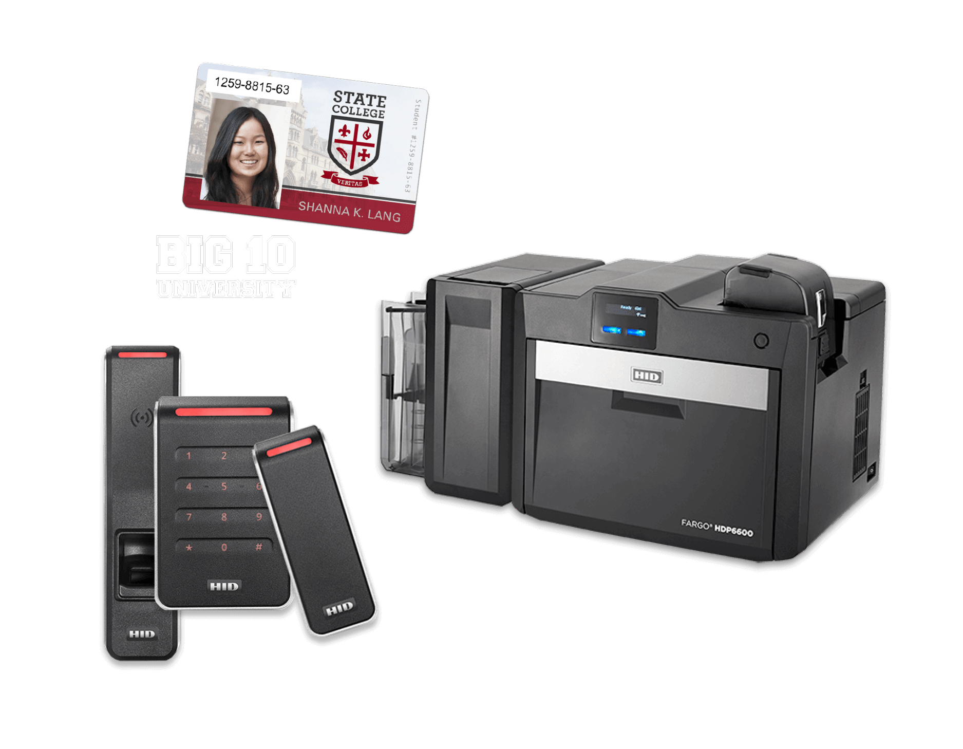 HID Fargo Readers, ID Card Printer, Student ID Card make up the secure credential encryption for university student ID systems