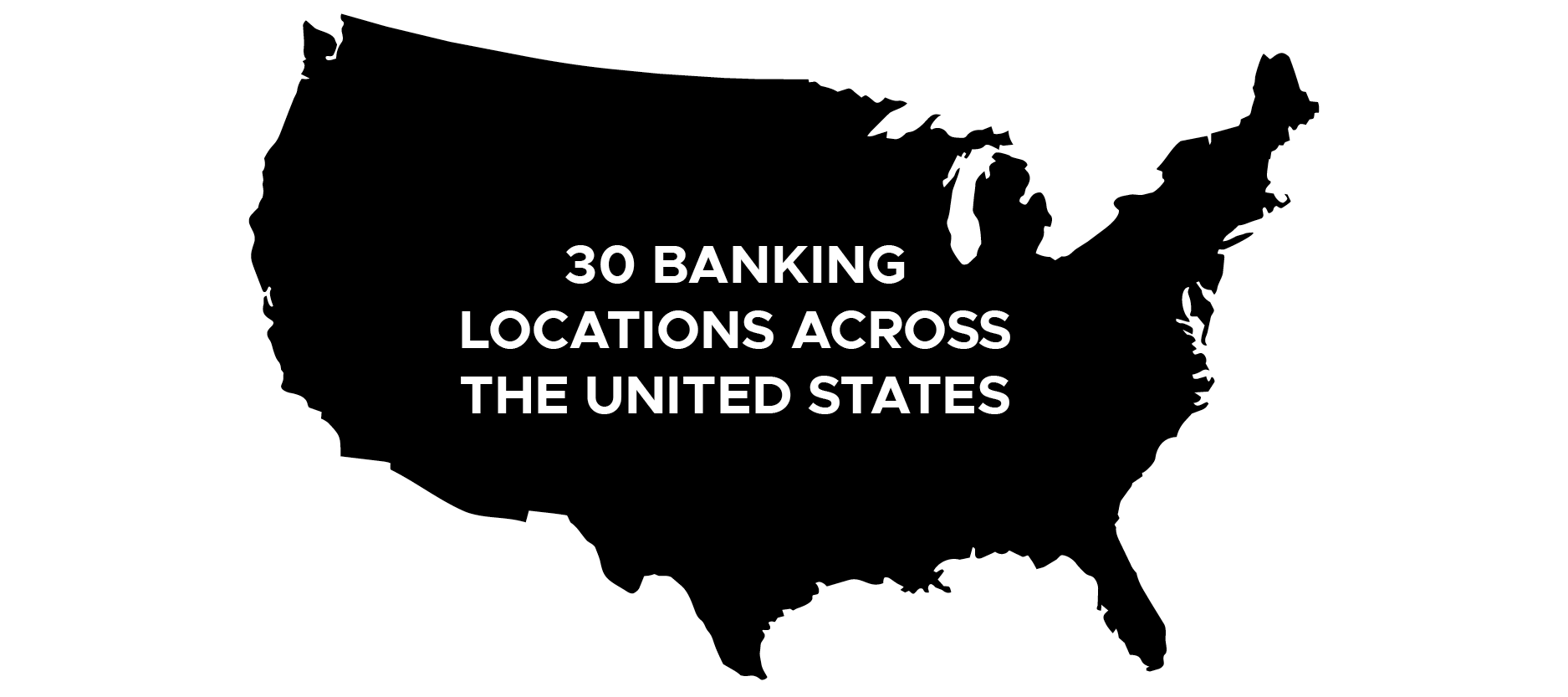 Nationwide Card Printer Services for Banks: "30 branch locations across the united states" overlays the silhouette of the continental U.S.A.